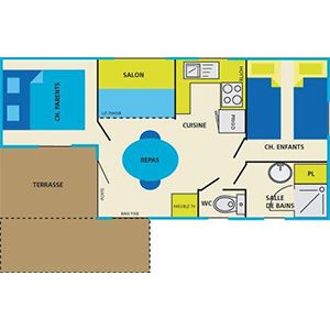 Plan du mobil home 2 chambres